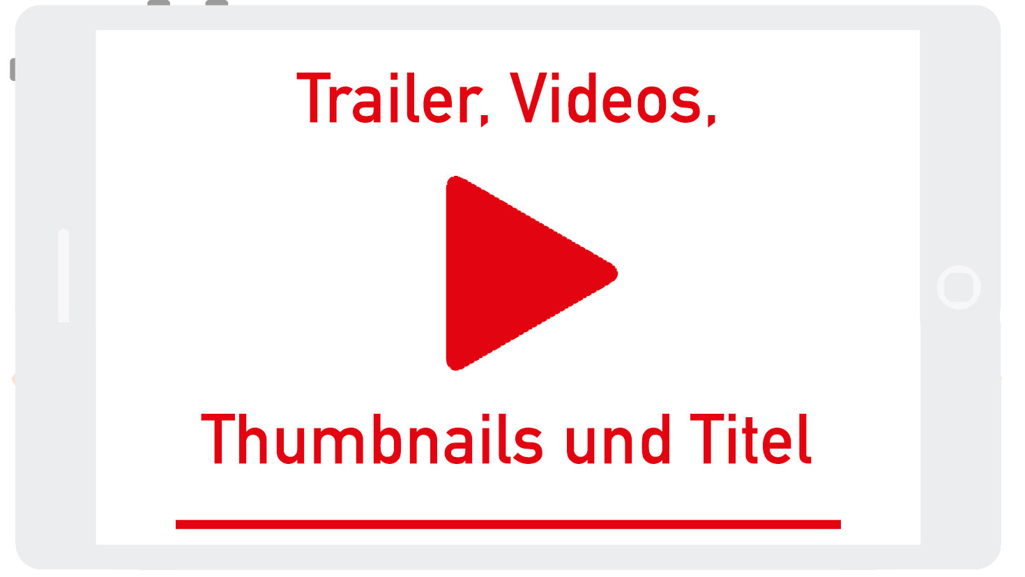 Trailer, Videos, Thumbnails und Titel.